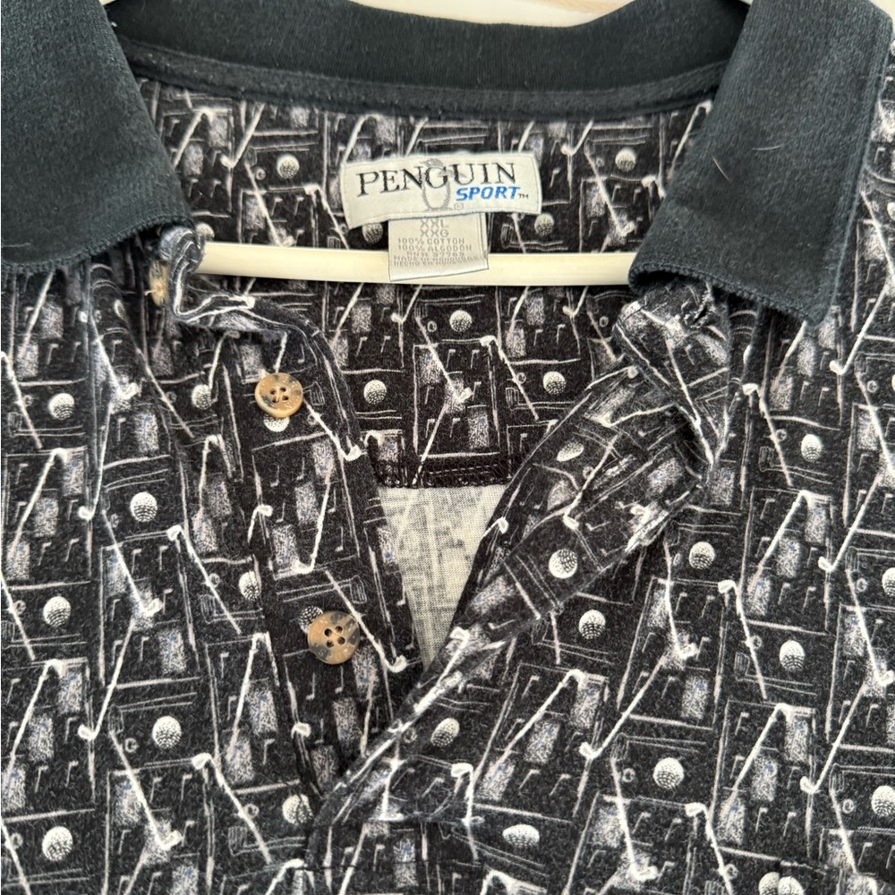 Original Penguin Black and White Golf  Shirt